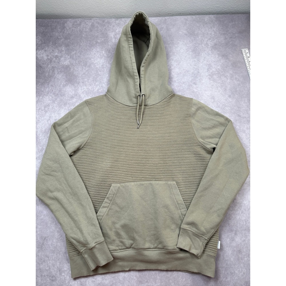 Peter Werth London N.1 Men L Khaki Brown‎ Ribbed Texture Hoodie Sweatshirt Style